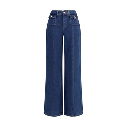 Blue Cotton High-Waisted Jean