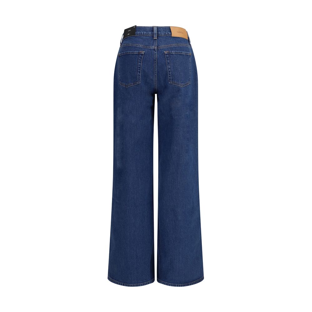 Blue Cotton High-Waisted Jean