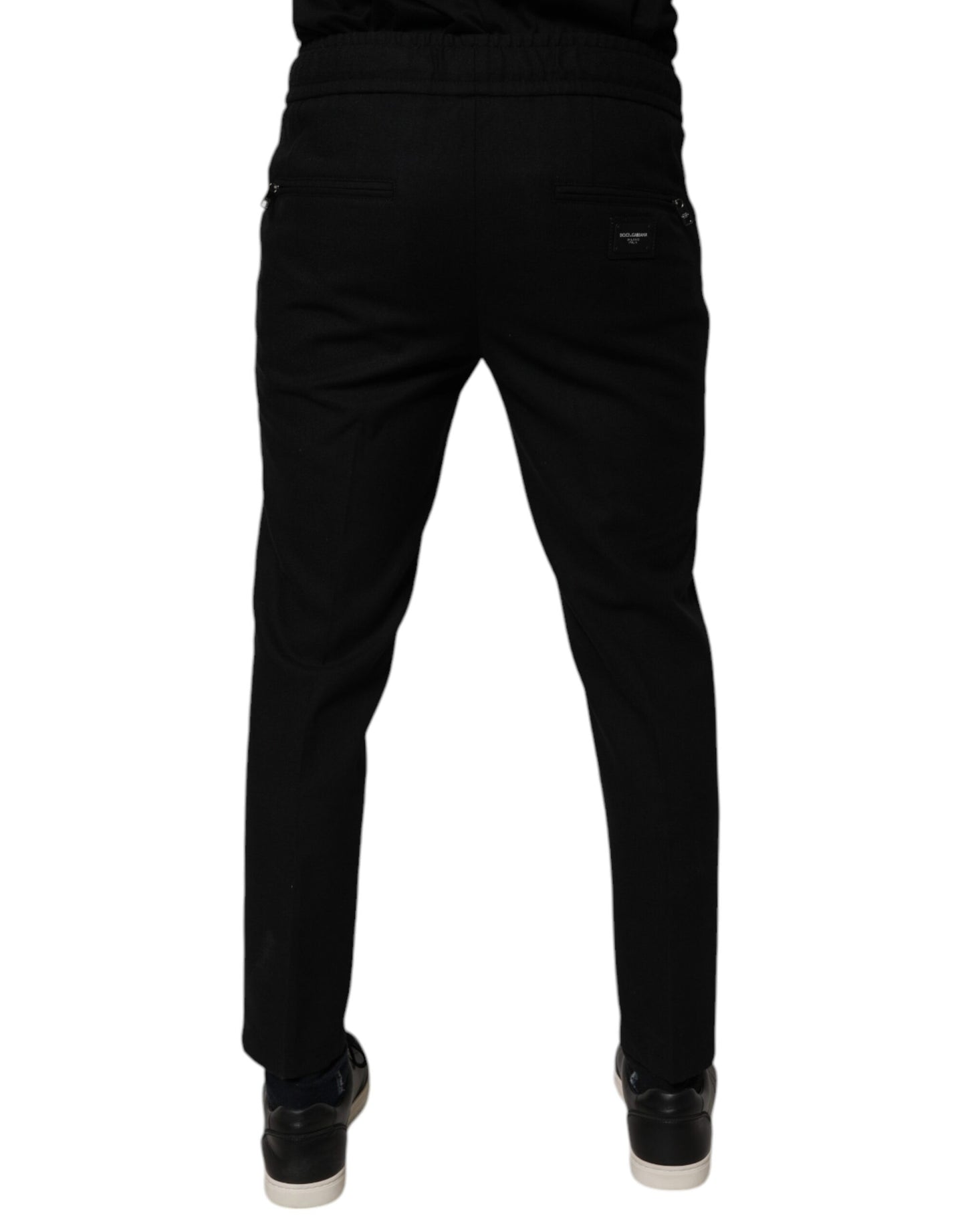 Black Wool Skinny Jogger Men Trouser Pants