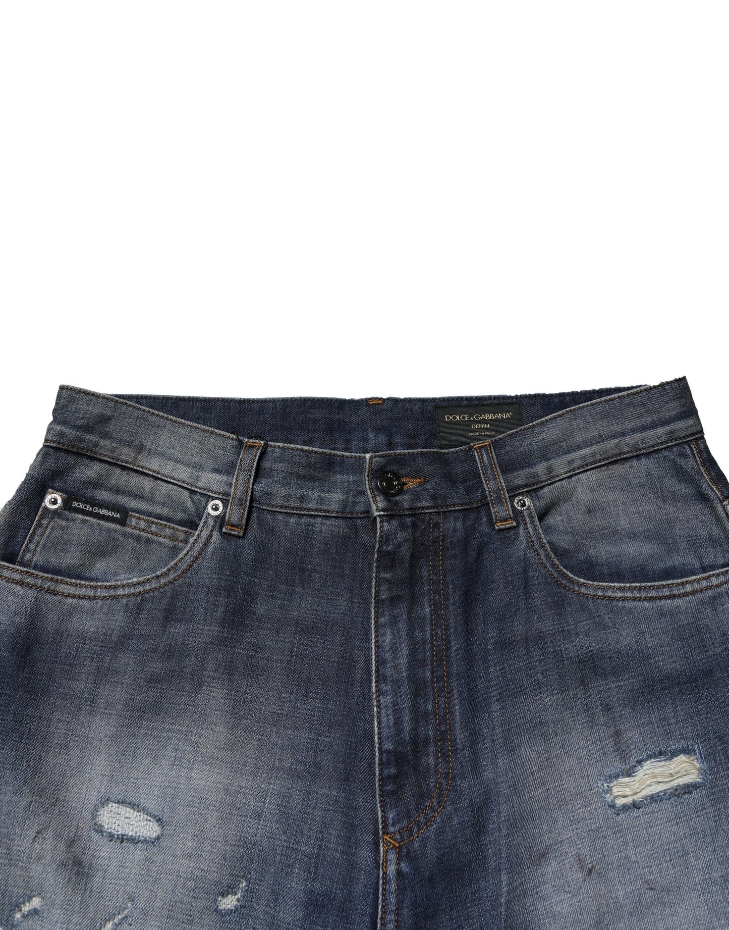 Blue Tattered Cotton Straight Men Denim Jeans