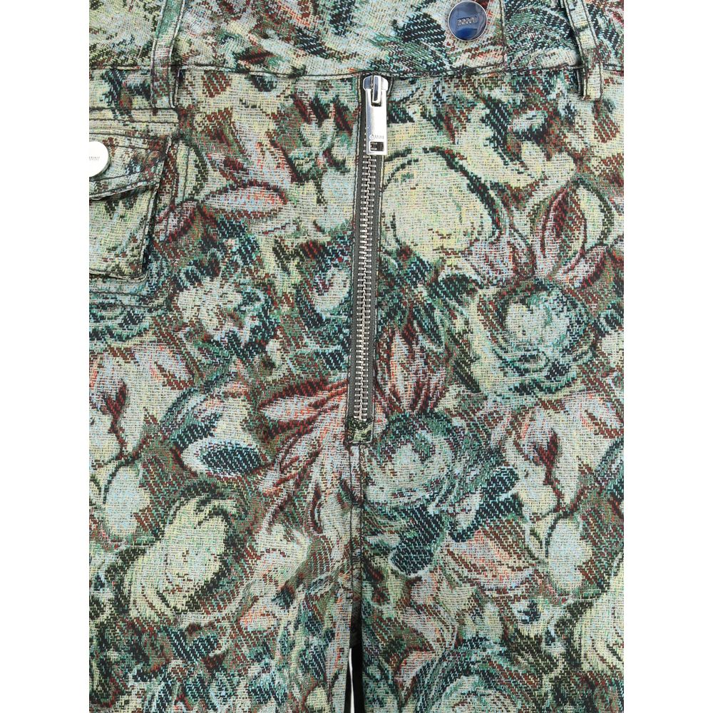 Multicolor Cotton Casual Pants