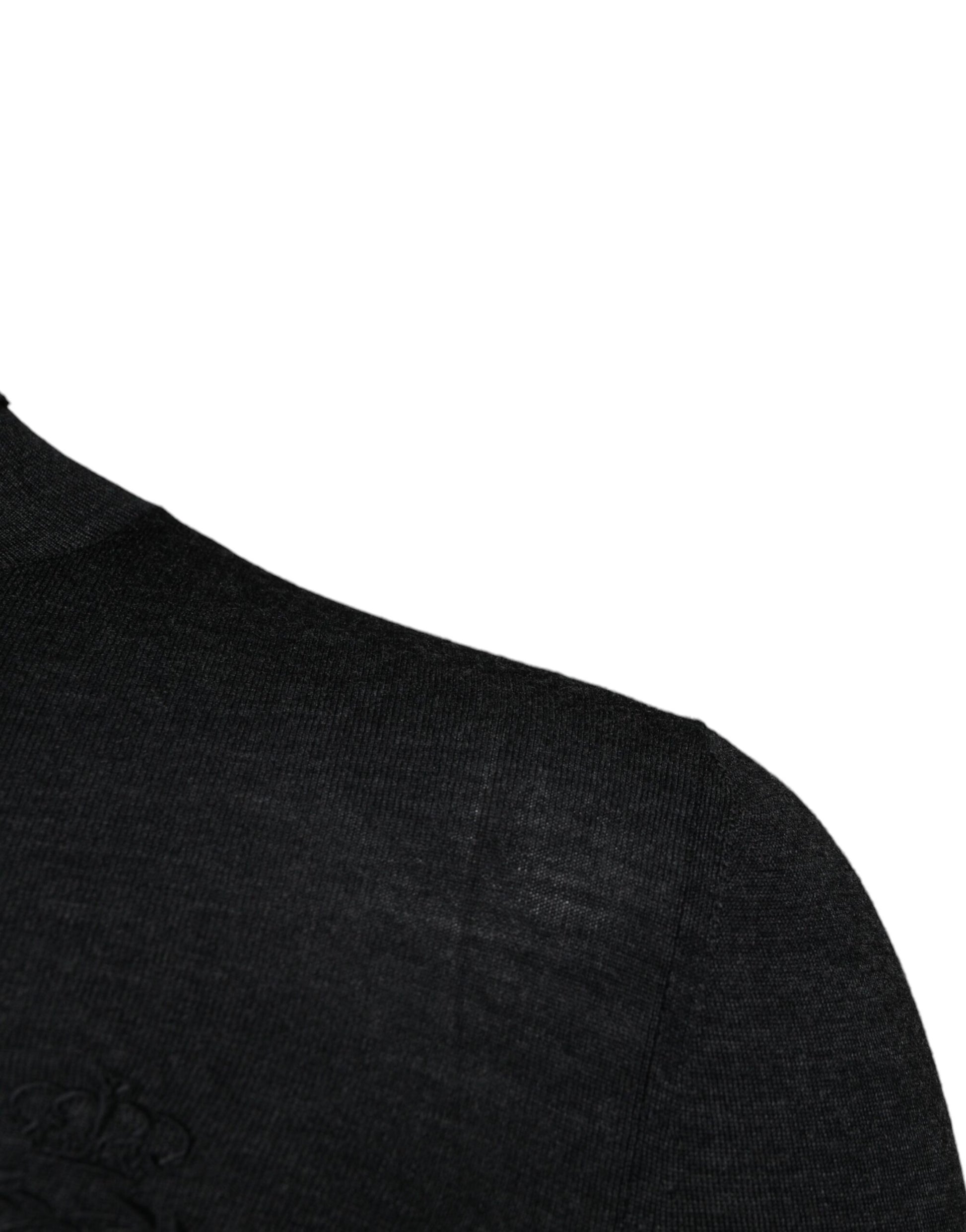 Black Wool Turtle Neck Men Pullover Sweater