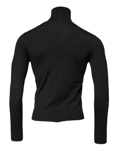 Black Wool Turtle Neck Men Pullover Sweater