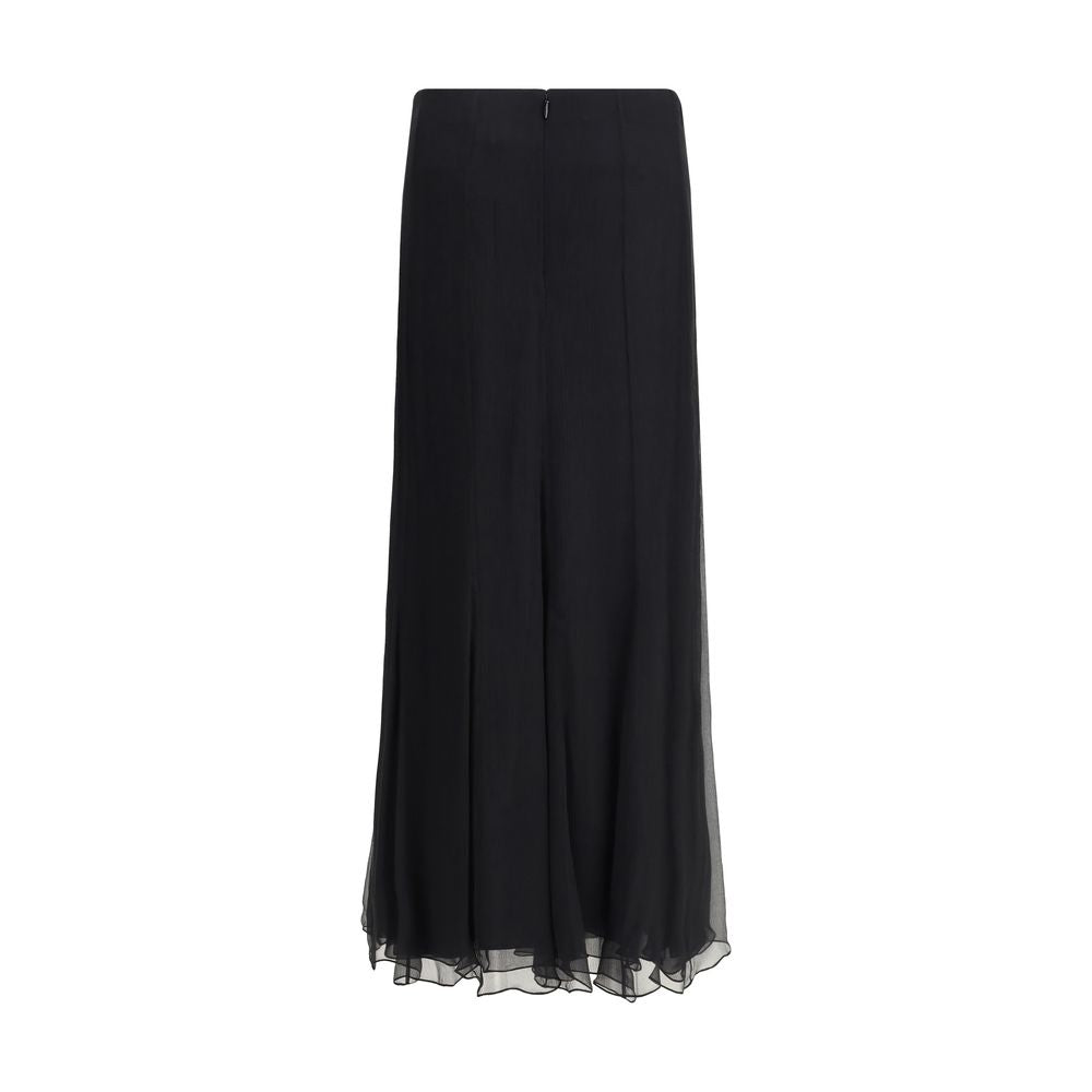 Black Silk Long Skirt