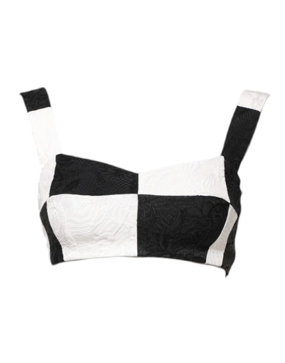 Black White Cropped Bustier Corset Bra Top