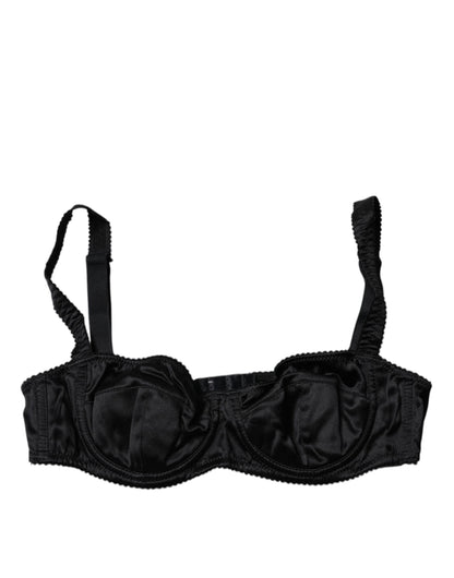 Black Silk Semi-Pad Balconette Bra Underwear
