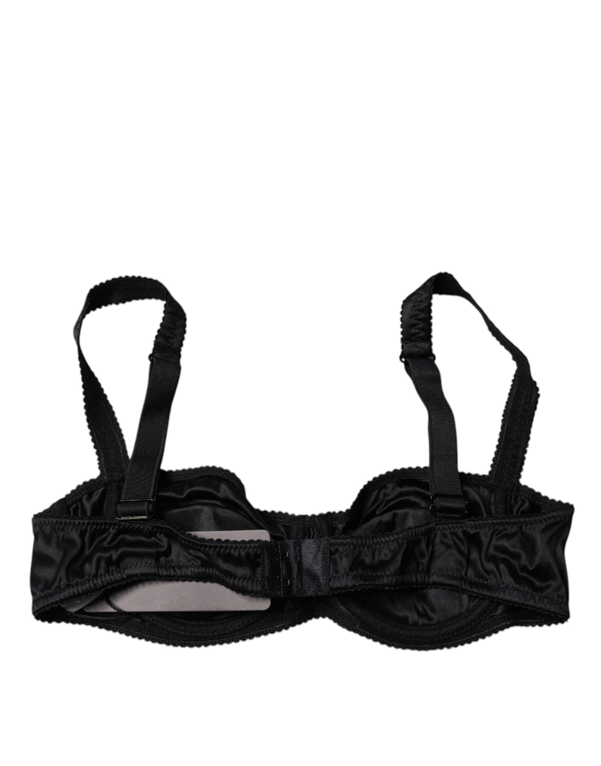 Black Silk Semi-Pad Balconette Bra Underwear
