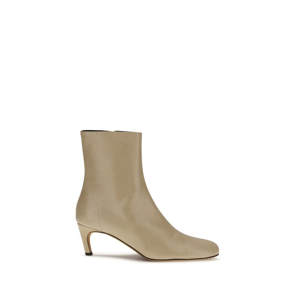 Beige Calf Leather Bos Taurus Ankle Boots