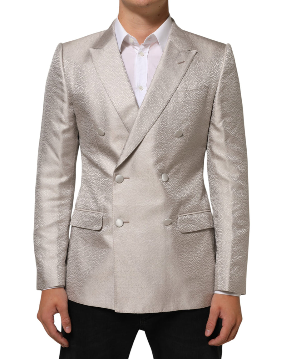 Beige MARTINI Double-Breasted Suit Blazer