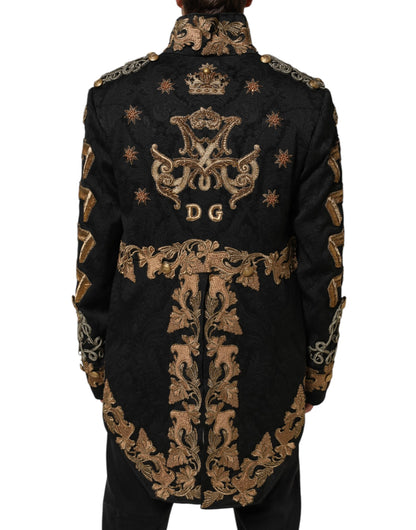 Black Brocade Embroidery Men Coat Jacket