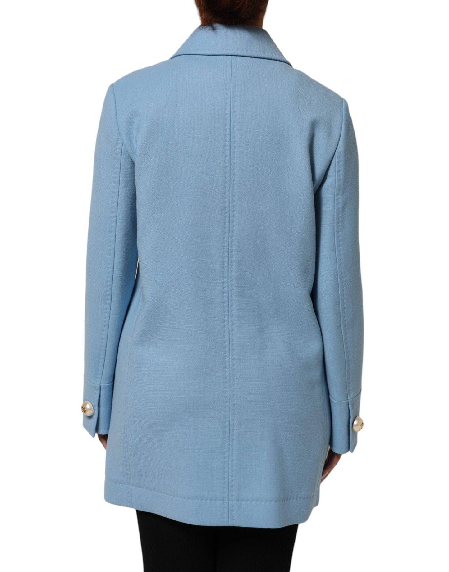 Blue Buttoned Down Trench Coat Jacket