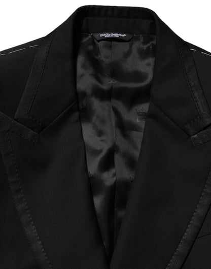 Black Wool 1 Button Suit Jacket Men Blazer