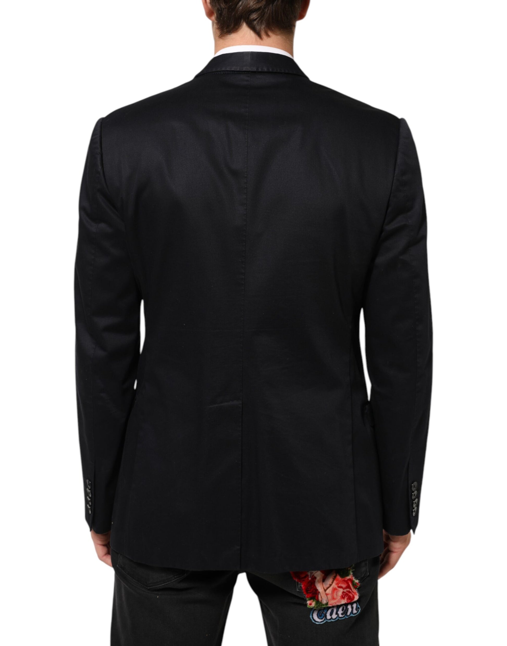 Black Cotton 1 Button Suit Jacket Blazer