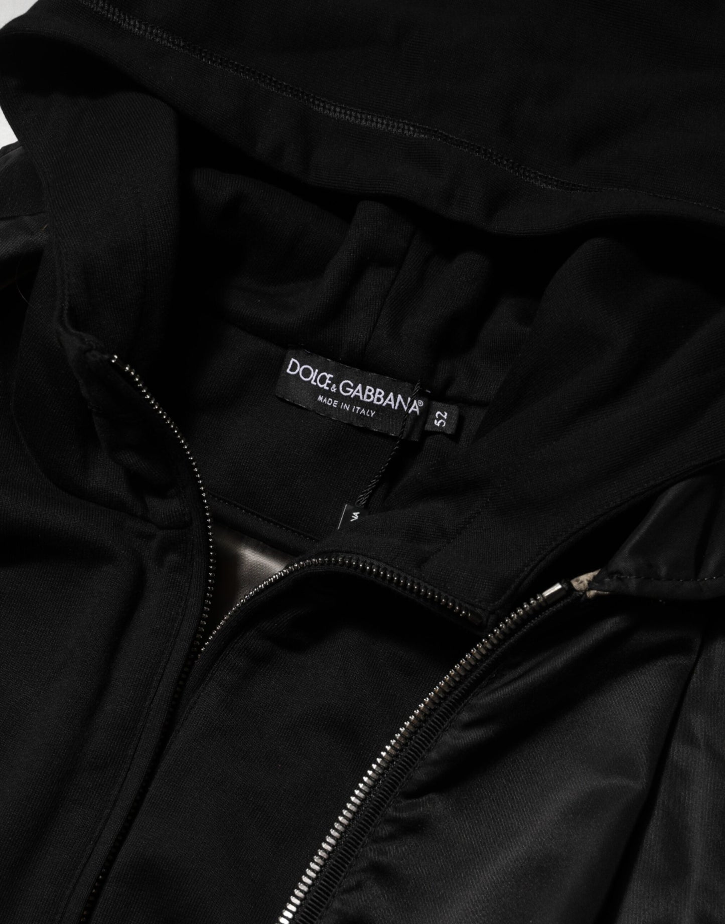Black Cotton Hooded Full Zip Bomber Jacket