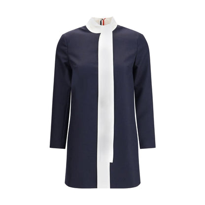 Blue Fleece Wool Casual Dress