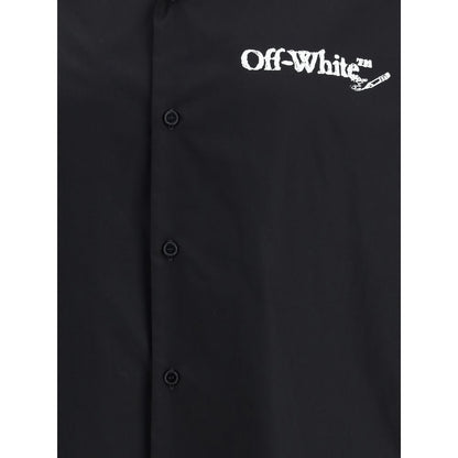 Black Cotton Pattern Shirt