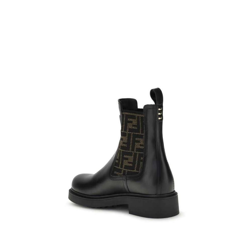 FF leather and fabric Ankle Boots