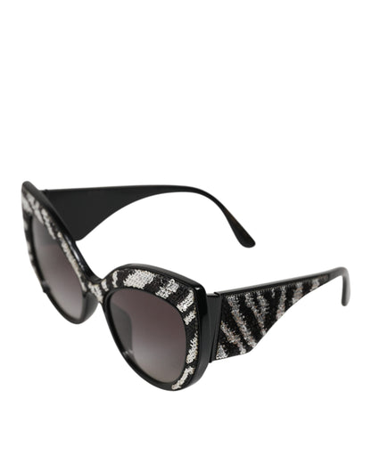 Black Silver Sequin Butterfly Polarized Sunglasses
