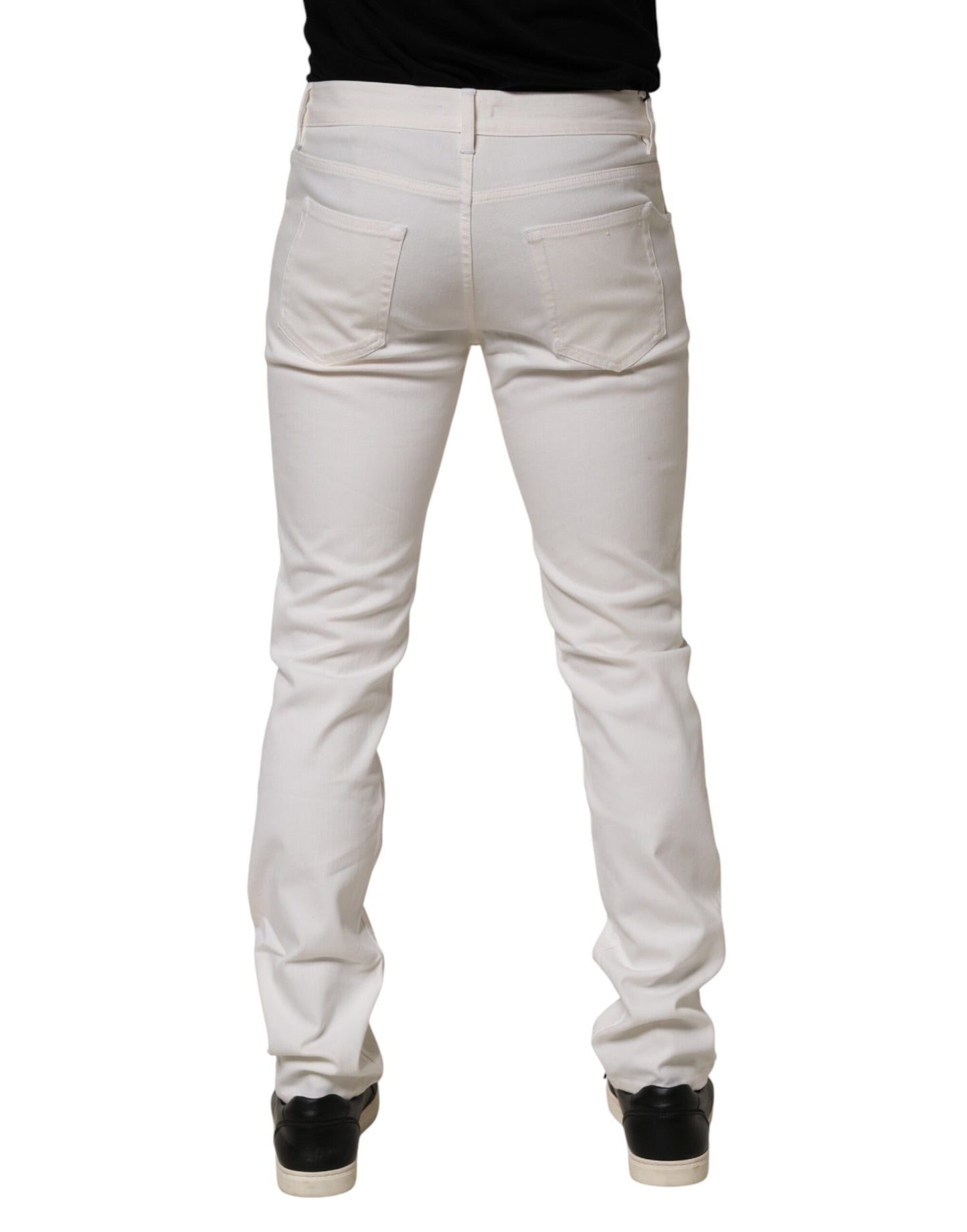White Mid Waist Skinny Fit Denim Casual Trouser Jeans