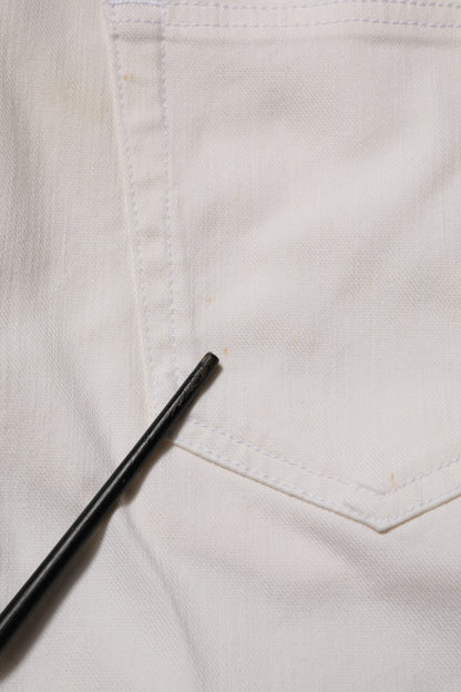 White Mid Waist Skinny Fit Denim Casual Trouser Jeans