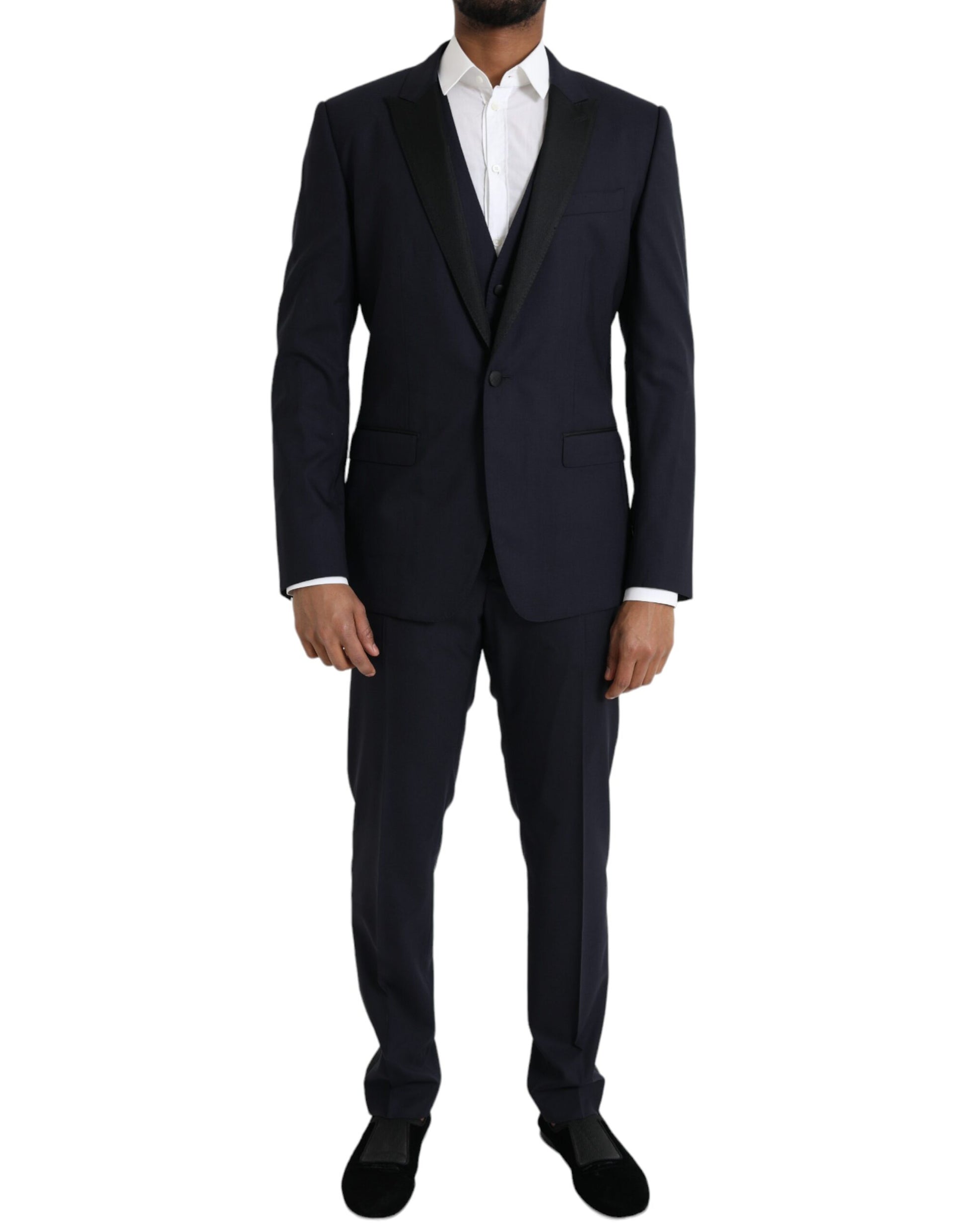 Blue Wool MARTINI 1 Button Men 3 Piece Suit
