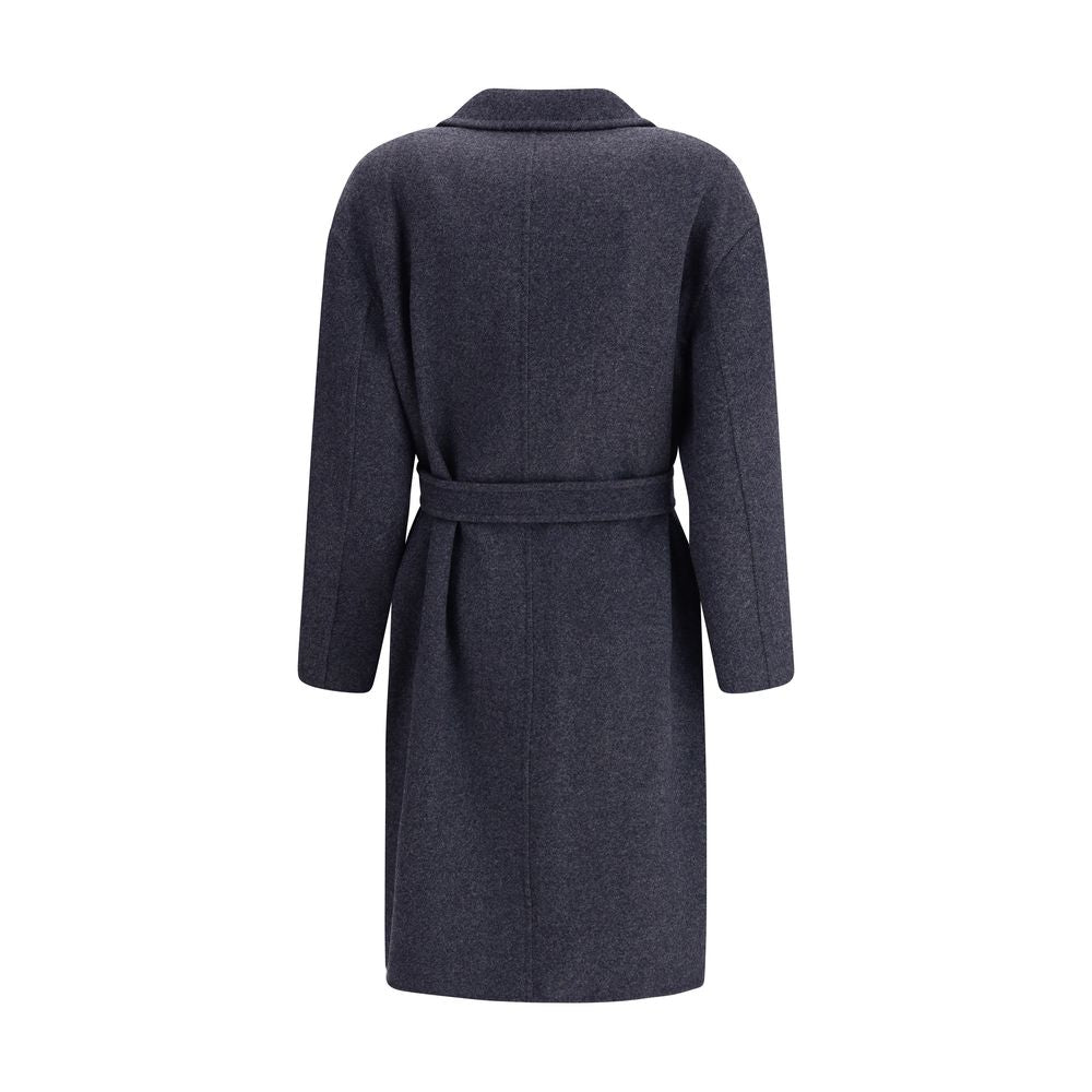 Blue Fleece Wool Coat