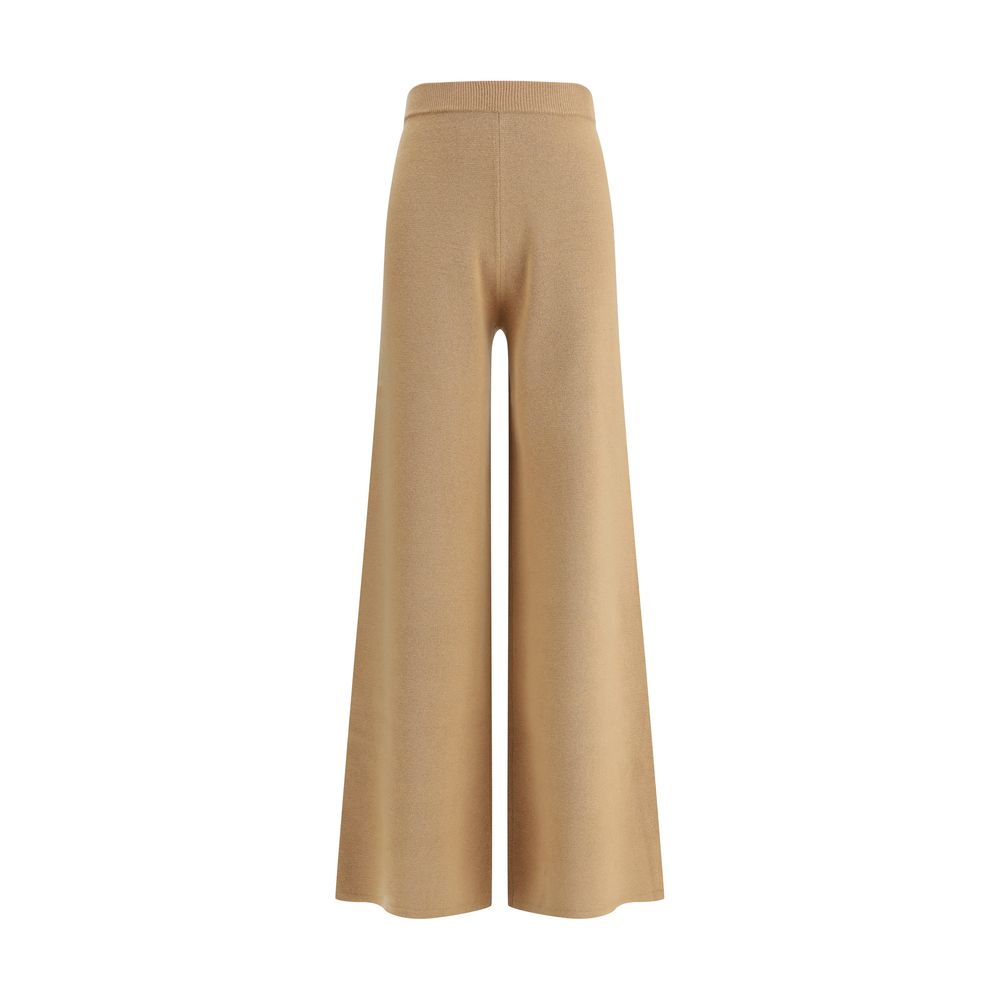 Beige Wool Casual Pants
