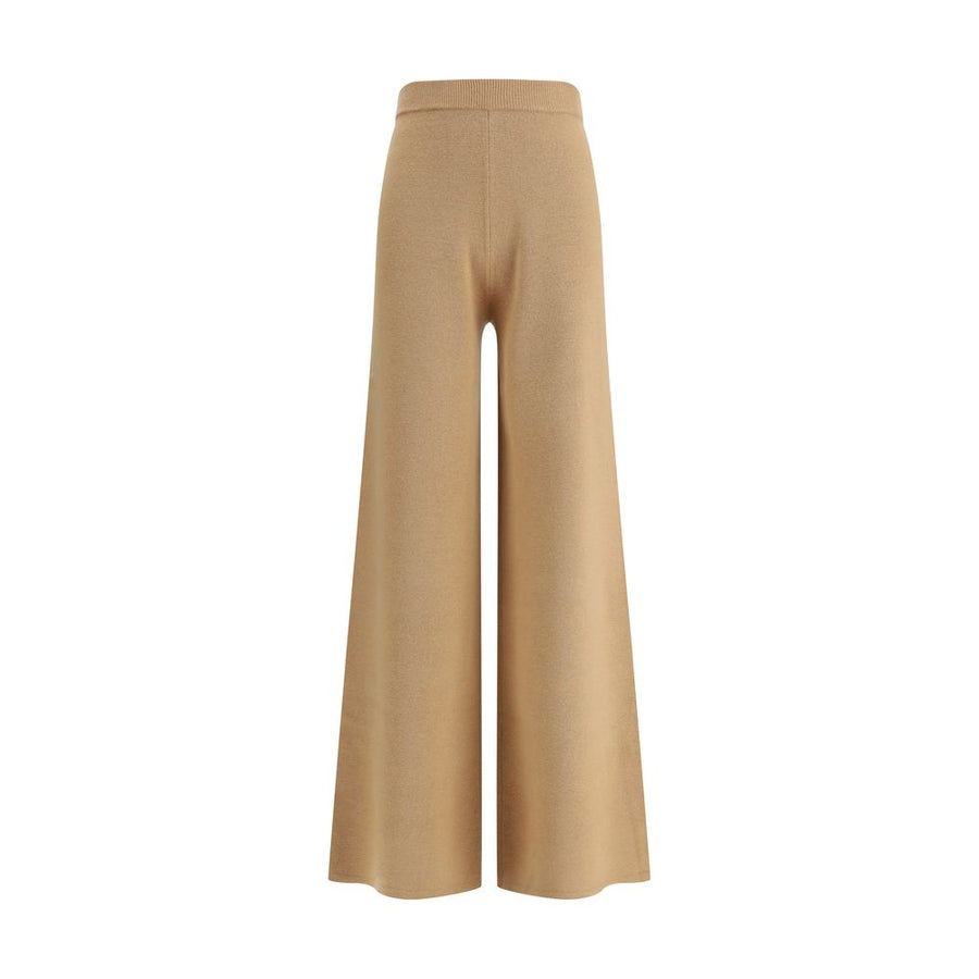 Beige Wool Casual Pants