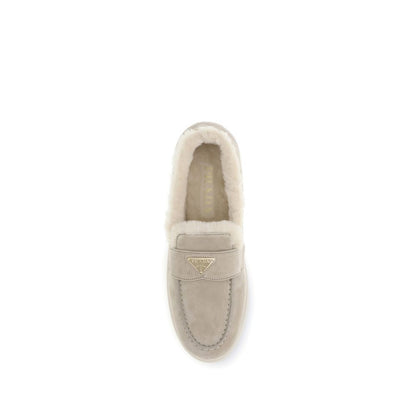 Beige Calf Leather Bos Taurus Slip-On Loafers