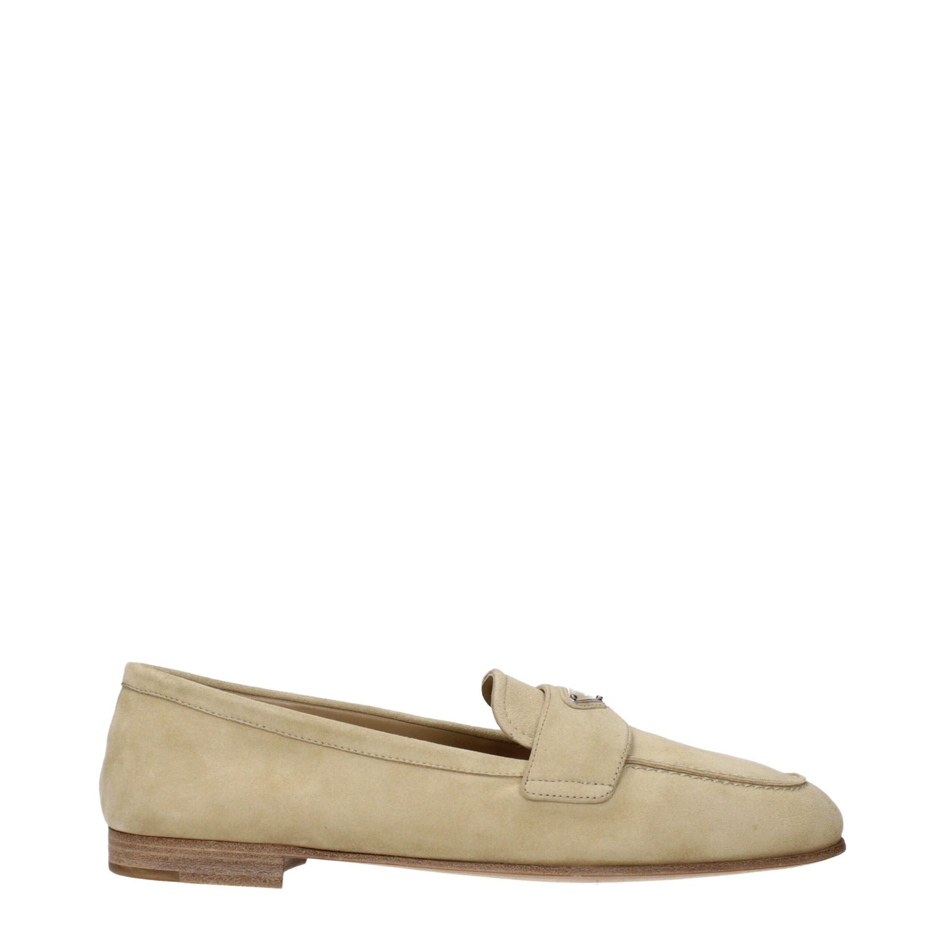 Beige Leather Slip-On Loafers