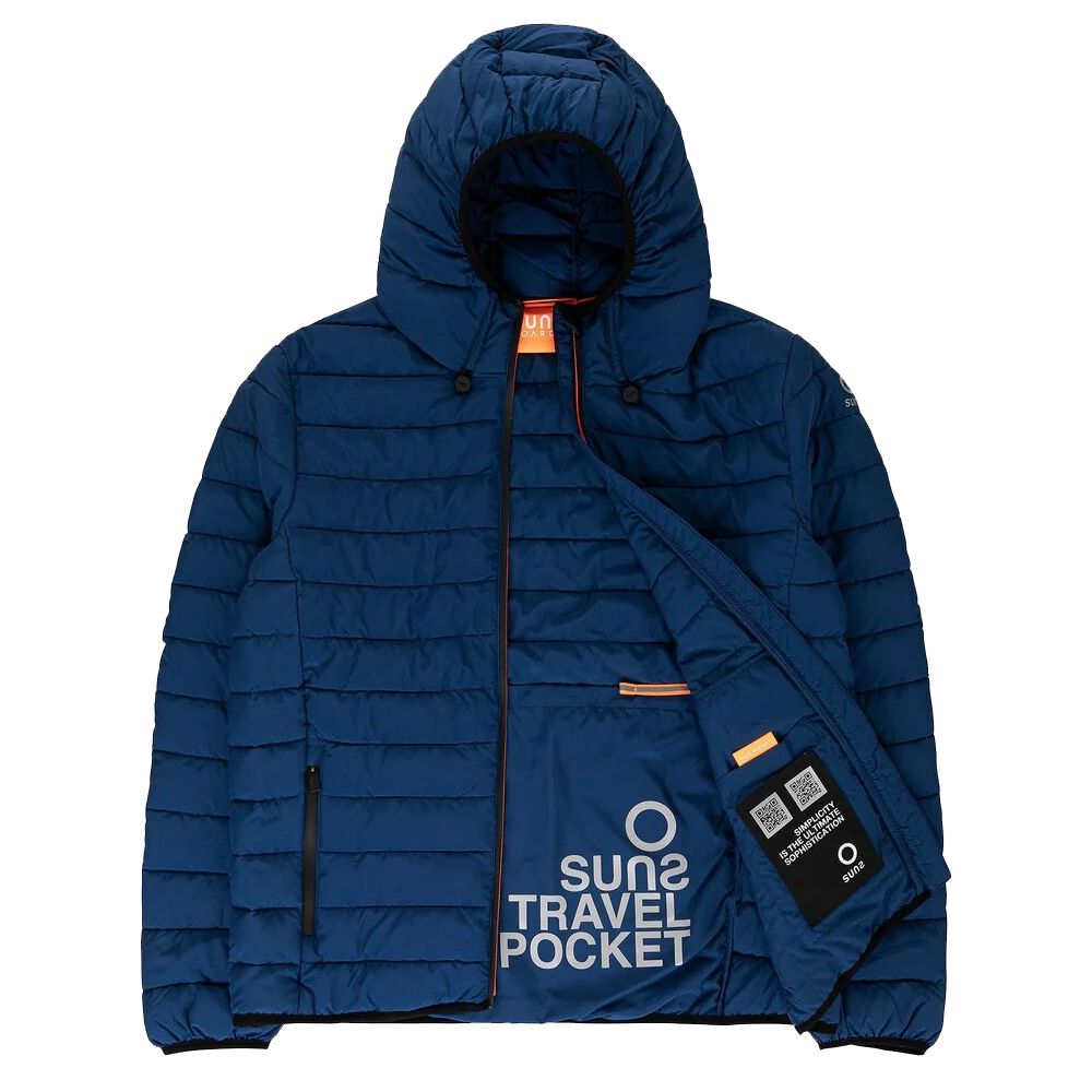 Blue Polyester Men's Quilted Jacket