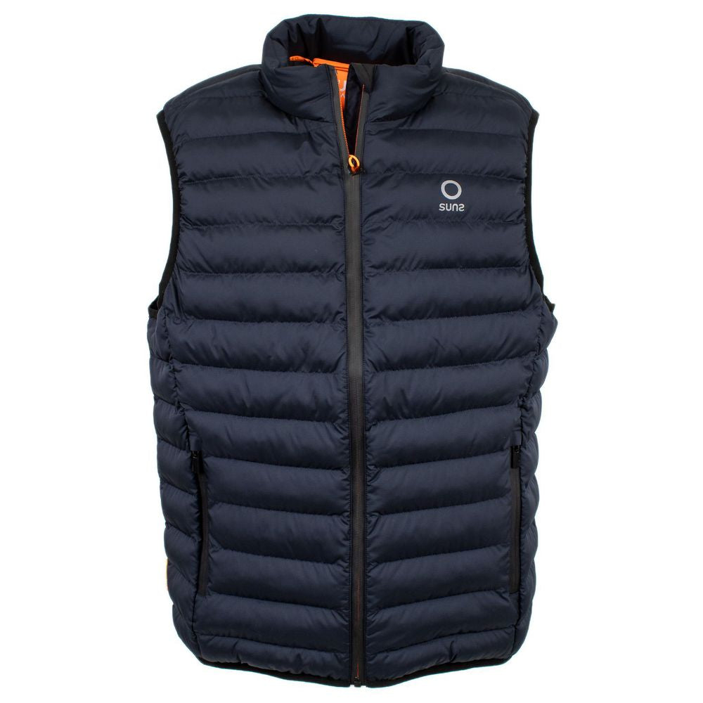 Blue Polyester Sleveless Jacket