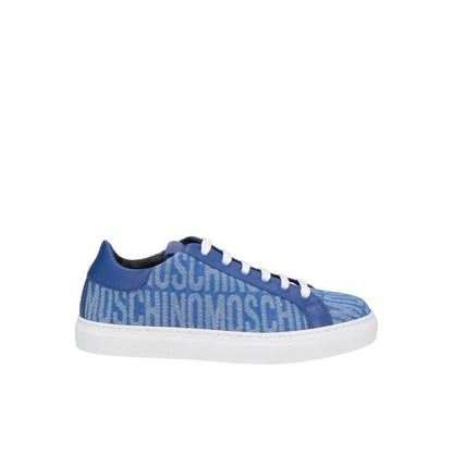 Blue Leather Low Top Sneakers