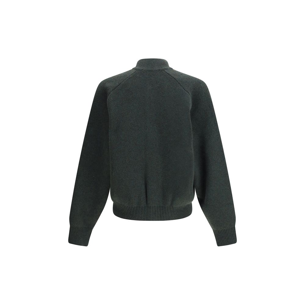 Green Fleece Wool Cardigan