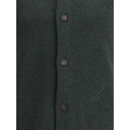 Green Fleece Wool Cardigan