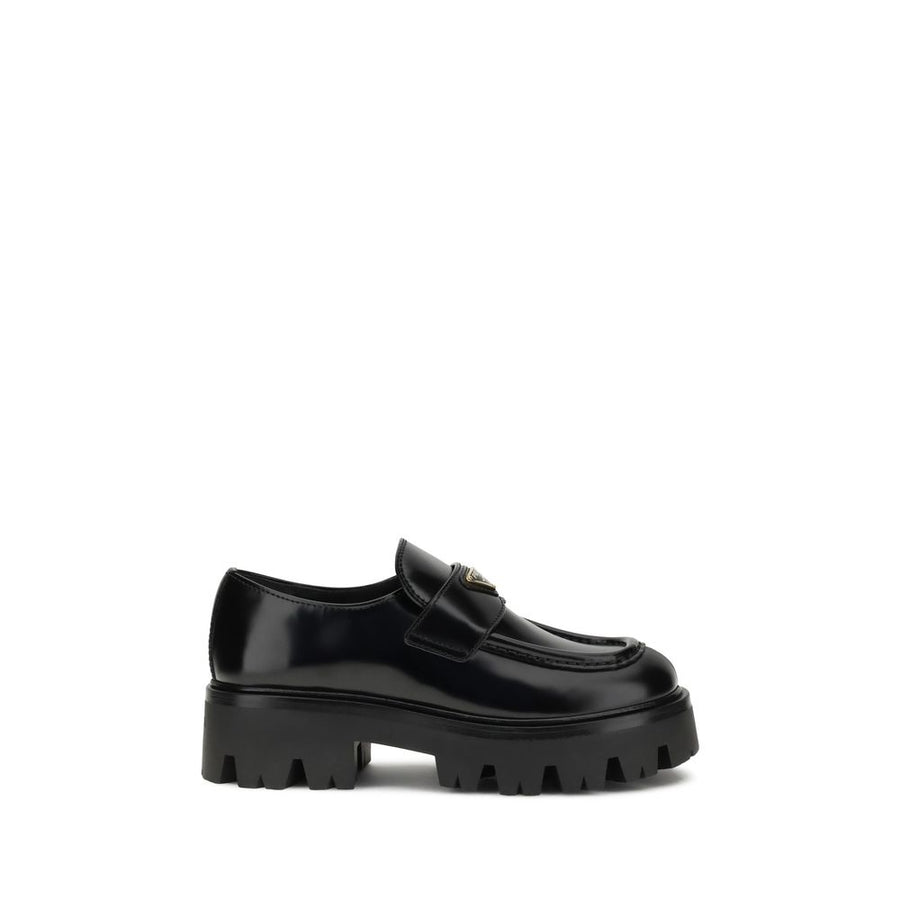 Black Calf Leather Bos Taurus Platform Loafers