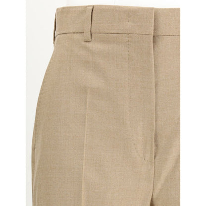 Brown Fleece Wool Casual Pants