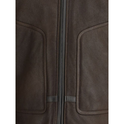 Brown Leather Biker Jacket