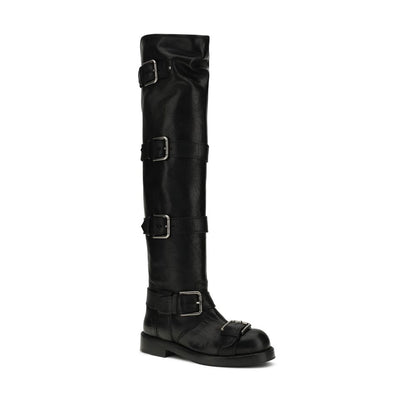 Black Calf Leather Bos Taurus Lace-Up Boots