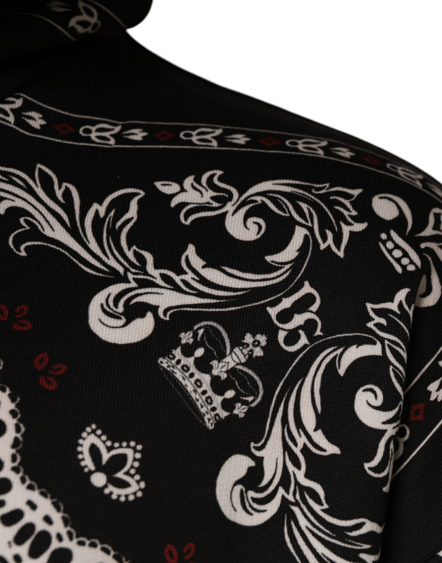 Black Bandana Print Crown Logo Cotton Hoodie Sweater