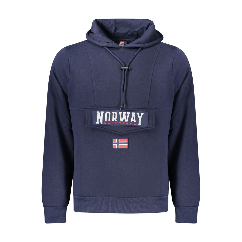 Blue Cotton Mens Hooded Sweatshirt