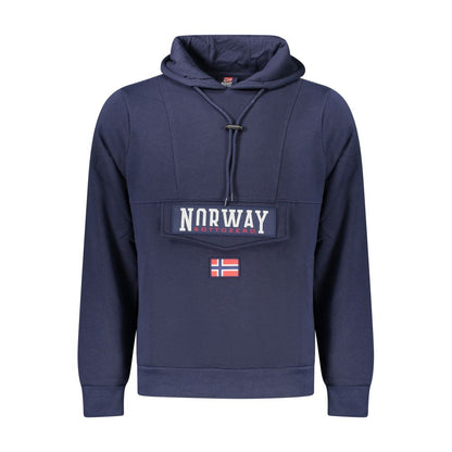 Blue Cotton Mens Hooded Sweatshirt