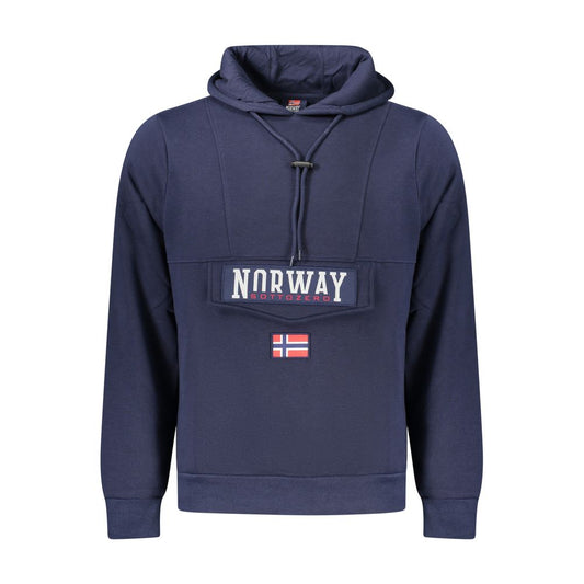 Blue Cotton Mens Hooded Sweatshirt