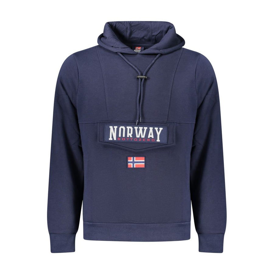 Blue Cotton Mens Hooded Sweatshirt