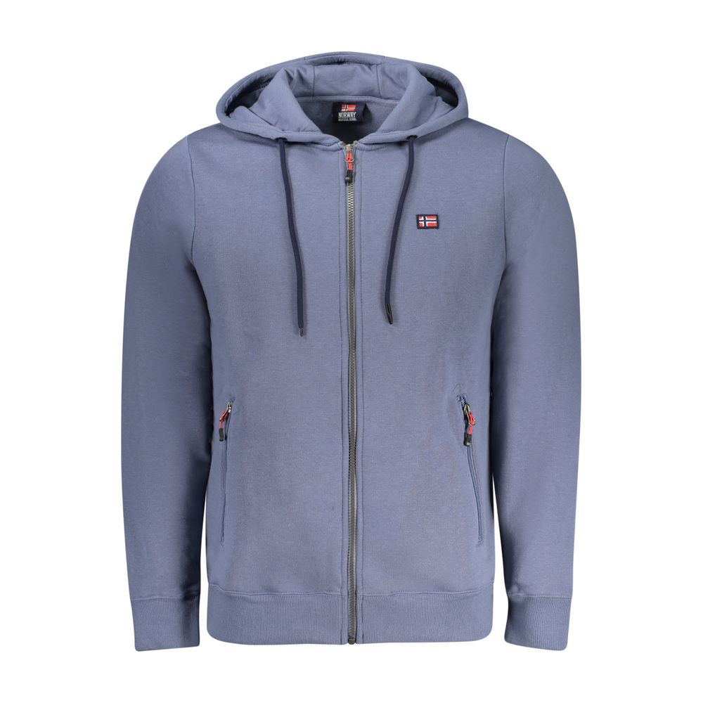 Blue Cotton Men's Hooded Sweatshirt