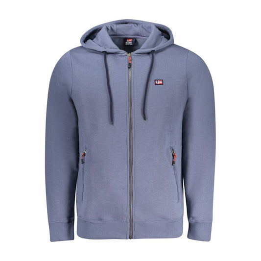 Blue Cotton Men's Hooded Sweatshirt