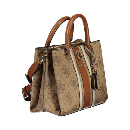 Beige Polyethylene Women Handbag