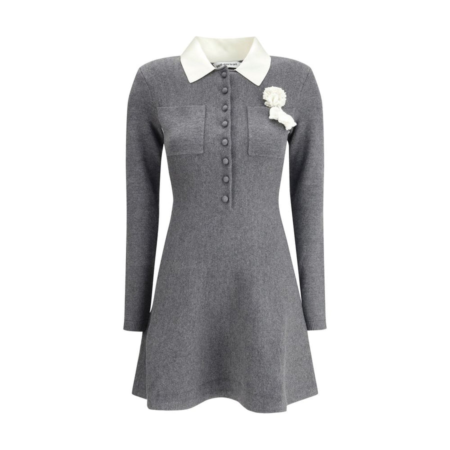 Mini knit Dress with crochet floral collar