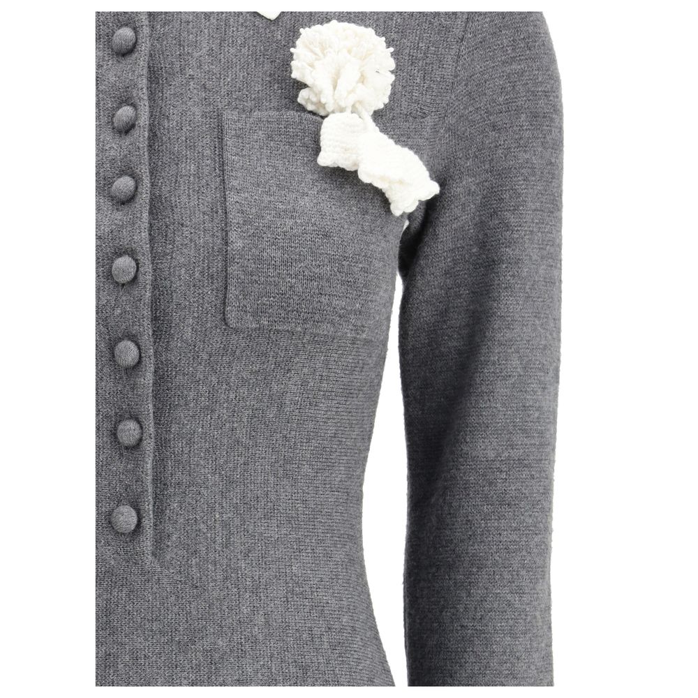 Mini knit Dress with crochet floral collar