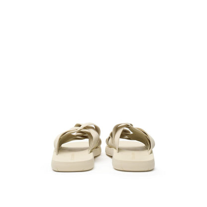 Beige Fabric Slippers